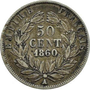 France, Napoleon III, 50 centimes 1860 A, Paris