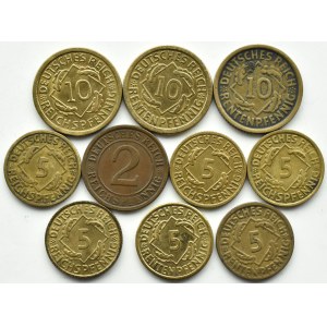 Deutschland, Weimarer Republik, Los 2-10 Pfennig 1923-1936, verschiedene Münzstätten