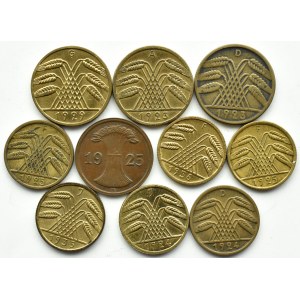 Deutschland, Weimarer Republik, Los 2-10 Pfennig 1923-1936, verschiedene Münzstätten