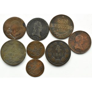 Rakousko, série měděných mincí 1782-1861, různé mincovny (1)