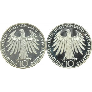 Niemcy, RFN, lot 10 marek 1972 D/G, Monachium/Stuttgart, proof