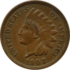 USA, Indian Head, cent 1907, Philadelphia