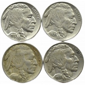 USA, Buffalo/Liberty, lot 5 cents 1916-1937, various vintages, Philadelphia