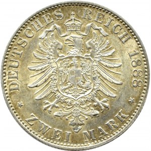 Německo, Prusko, Frederick III, 2 marky 1888, Berlín