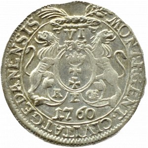 August III Sas, šestipence 1760 REOE, Gdaňsk, KRÁSNÝ!