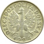 Poland, Second Republic, Spikes, 2 zloty 1924, reverse, Philadelphia