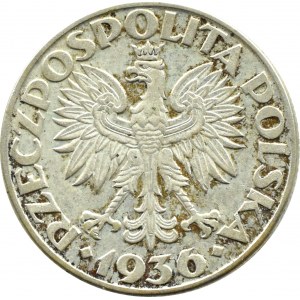 Poland, Second Republic, Sailboat, 2 zloty 1936, Warsaw