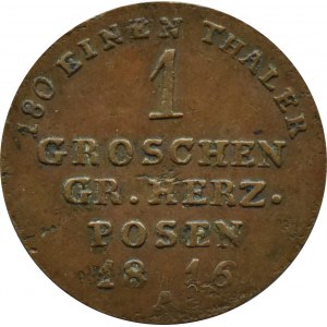 Posenské velkovévodství, 1 haléř 1816 A, Berlín, jednotlivé tečky za GR a HERZ