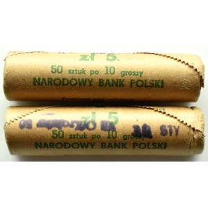 Poland, People's Republic of Poland, two NBP bank rolls of 10 groszy 1983, Warsaw