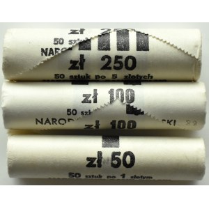 Poland, People's Republic of Poland, lot of NBP bank rolls 1-5 zloty 1989, Warsaw