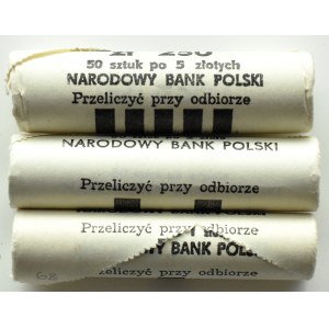 Poland, People's Republic of Poland, lot of NBP bank rolls 1-5 zloty 1989, Warsaw