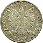 Poland, Second Republic, Sailboat, 5 gold 1936, Warsaw, beautiful!