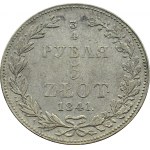 Mikuláš I., 3/4 rublu / 5 zlatých 1841 MW, Varšava, vzácný ročník