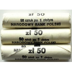 Poland, communist Poland, three bank rolls 1 zloty (1989)1990, Warsaw