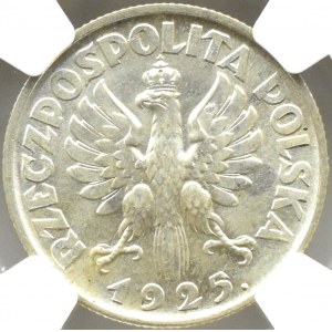 Polsko, Druhá republika, hroty, 1 zlotý 1925, Londýn, NGC MS62