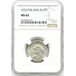 Polsko, Druhá republika, hroty, 1 zlotý 1925, Londýn, NGC MS62