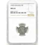 Freie Stadt Danzig, 5 fenig 1923, Berlín, NGC MS64