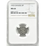 Freie Stadt Danzig, 5 fenig 1923, Berlín, NGC MS64