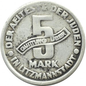 Ghetto Lodz, 5 marks 1943, magnesium, variety 1/1, rare