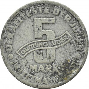 Ghetto Lodz, 5 marks 1943, magnesium, variety 1/1, rare