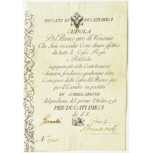 Italy, Banco Giro di Venezia - Cedola 10 ducati 1798