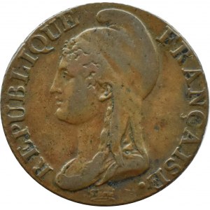 France, First Republic, 5 centimes 1795-1796 A, Paris
