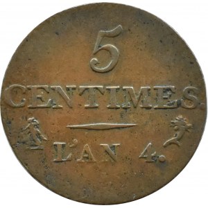 France, First Republic, 5 centimes 1795-1796 A, Paris