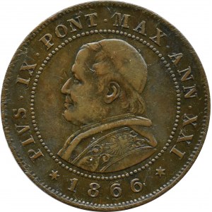 The Church State, Pius IX, 2 soldi 1866 R, Rome