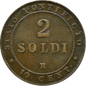 Církevní stát, Pius IX, 2 soldi 1866 R, Řím
