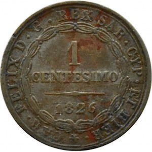 Kingdom of Sardinia, Charles Felix, 1 centesimo 1826, Genoa