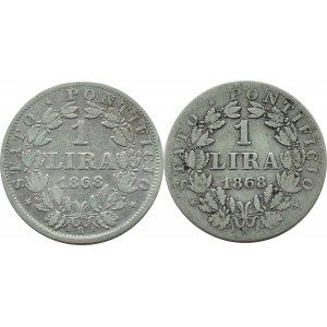 Państwo Kościelne, Pius IX, lot 1 lira 1868, Rzym