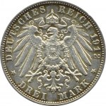 Německo, Sasko, Frederick August, 3 značky 1912 E, Muldenhütten