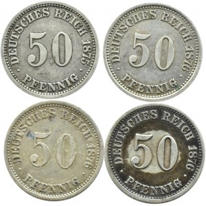 Germany, Empire, Lot 50 pfennig 1875-1876 A/C/D, Berlin/Frankfurt/Munich