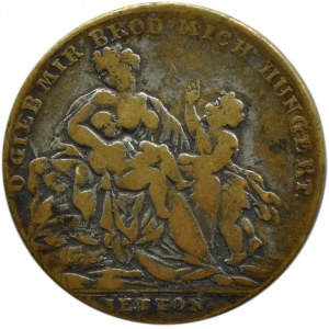 Německo, Norimberk, potravinový žeton vydaný v letech 1816-17, postříbřená mosaz