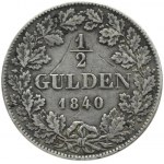 Německo, Württemberg, Wilhelm, 1/2 gulden 1840, Stuttgart