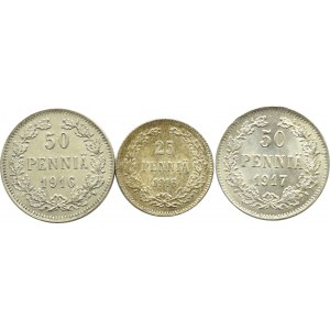 Finsko/Rusko, Mikuláš II, let 25-50 pencí 1916-1917, Helsinky, UNC