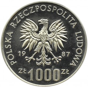 Polsko, PRL, 1000 zlotých 1987, Wroclaw - vzorek, NIKIEL, Varšava
