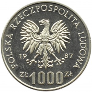 Polen, PRL, 1000 Zloty 1987, Spiele der XXIV. Olympiade 1988 - Versuch, NIKIEL, Warschau
