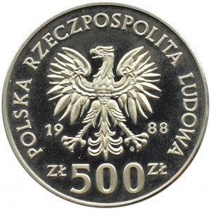 Poland, communist Poland, 500 gold 1988, World Cup Italy 1990 - sample, NIKIEL, Warsaw
