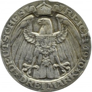 Německo, Prusko, Wilhelm II, 3 značky 1910 A, Berlín, 100. výročí založení Berlínské univerzity