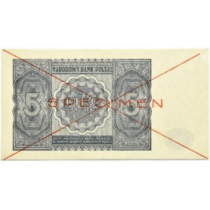 Polska, RP, 5 złotych 1946, Warszawa, SPECIMEN