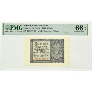 Polsko, Generální vláda, 1 zlotý 1941, série BB, Krakov, PMG 66 EPQ