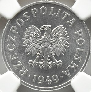 Polsko, PRL, 50 groszy 1949, Varšava, NGC MS65