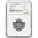 Polsko, PRL, 50 groszy 1949, Varšava, NGC MS65