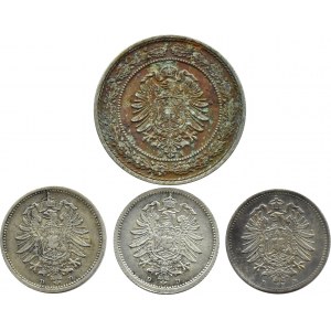 Německo, císařství, lot 20 feniků 1874-1888 A/D/E, různé mincovny