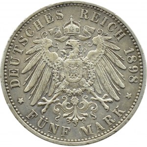 Germany, Bavaria, Otto, 5 marks 1898 D, Munich