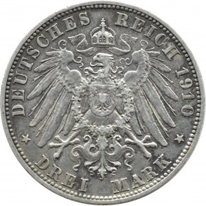 Německo, Bavorsko, Otto, 3 značky 1910 D, Mnichov