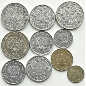 Poland, RP/PR, Lot of 10 coins 1949-1974, Kremnica/Warsaw