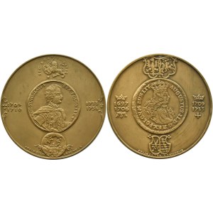 Polen, Königliche Serie, Medaillen mit zwei kurfürstlichen Königen, Bronze, 70 mm