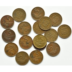 Poland, RP, lot of 5 pennies 1949 - 17 pieces, bronze, Basel